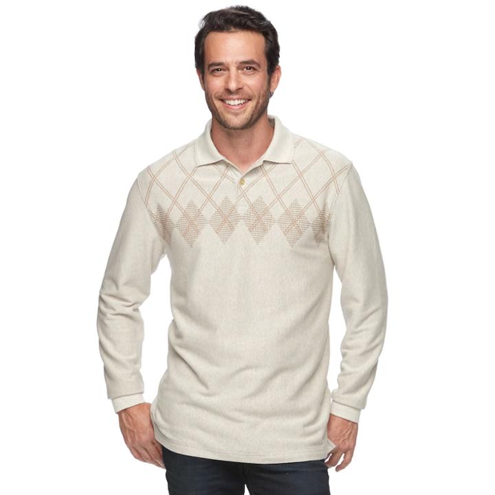 Men's Haggar Classic-fit Jaquard Polo, Size: Large, White Oth