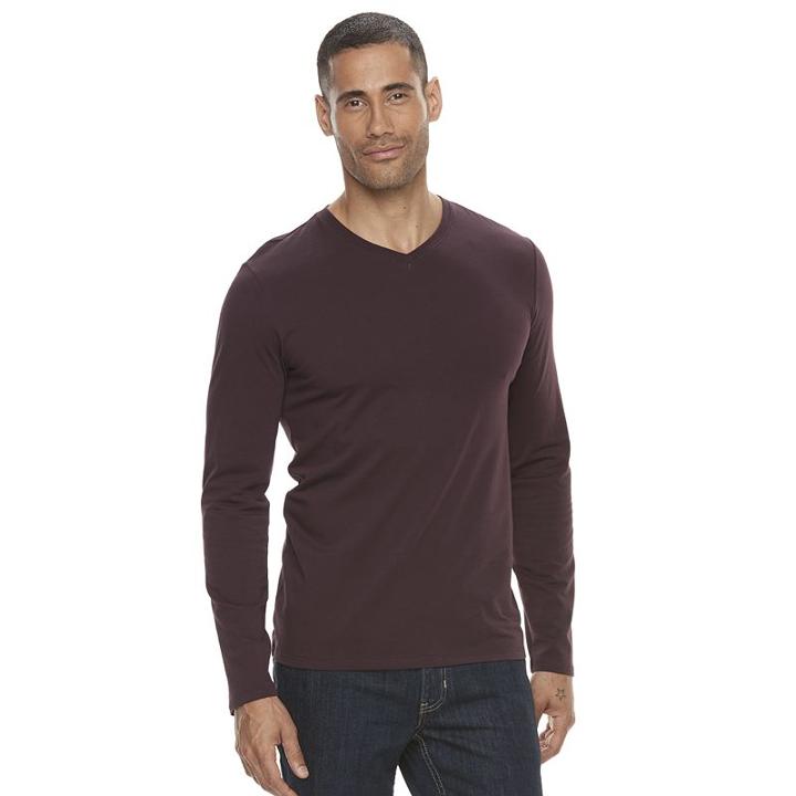 Men's Apt. 9 Solid V-neck Tee, Size: Small, Purple