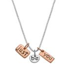 Two Tone Sterling Silver Just Be You Charm Necklace, Women's, Size: 18, Grey