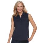Women's Croft & Barrow&reg; Eyelet Sleeveless Polo Top, Size: Small, Blue
