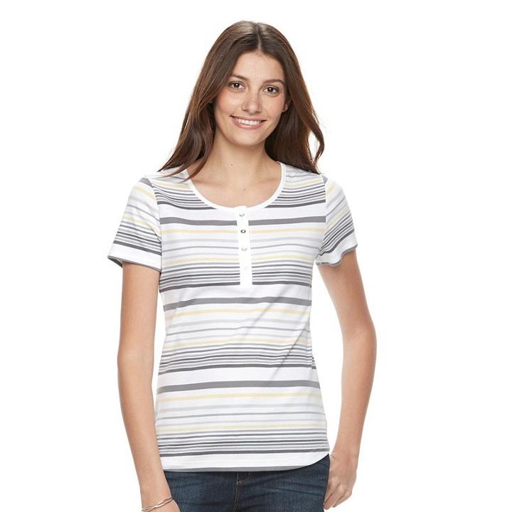 Women's Croft & Barrow&reg; Henley Tee, Size: Large, Light Grey
