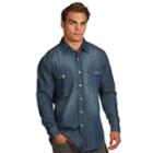 Men's Antigua Modern-fit Chambray Button-down Shirt, Size: Small, Dark Blue