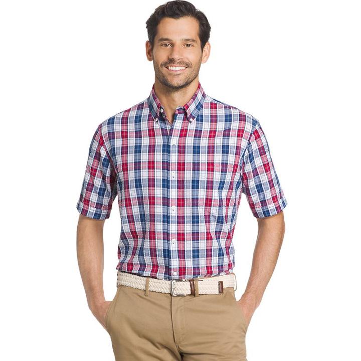 Big & Tall Arrow Printed Button-down Shirt, Men's, Size: Xl Tall, Blue Other