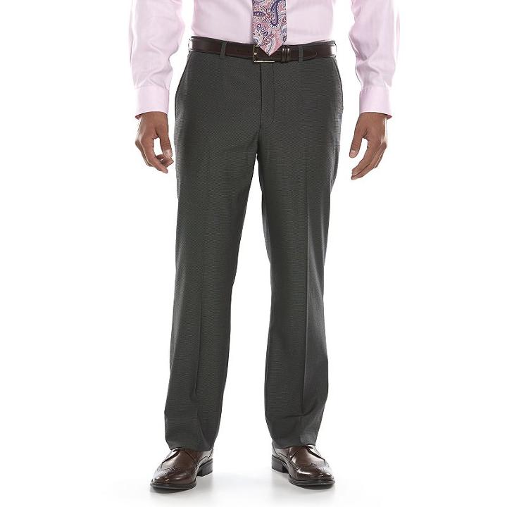 Men's Apt. 9 Slim-fit Black Pindot Flat-front Suit Pants, Size: 36x34