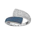 Brilliance Silver Plated Glitter Bypass Ring With Swarovski Crystals, Women's, Size: 7, Blue