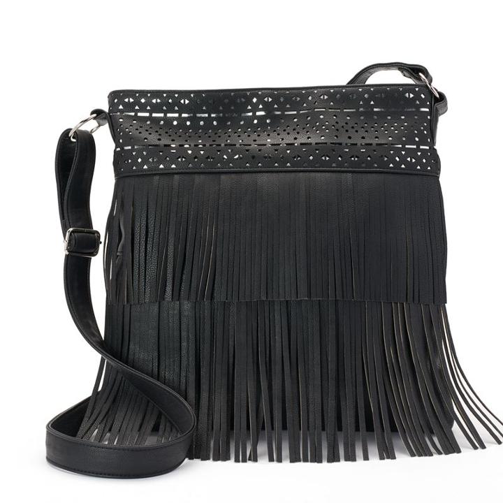 Candie's&reg; Fringe Oversized Crossbody Bag, Women's, Grey