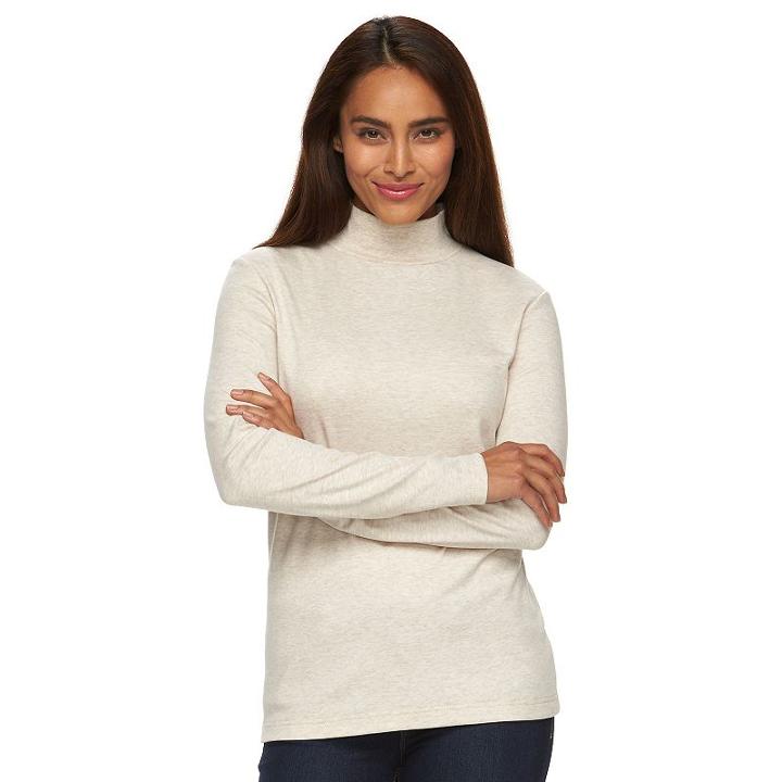 Women's Croft & Barrow&reg; Essential Mockneck Top, Size: Medium, Lt Beige