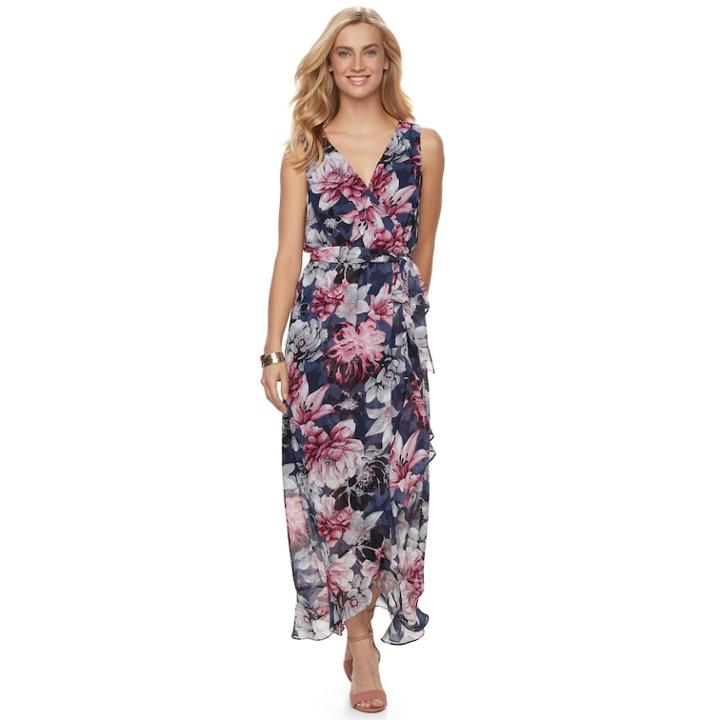 Women's Chaya Ruffle Floral Maxi Dress, Size: 8, Blue (navy)