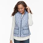 Petite Croft & Barrow&reg; Quilted Vest, Women's, Size: L Petite, Blue (navy)