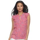 Women's Elle&trade; Pintuck Ruffle Top, Size: Medium, Pink