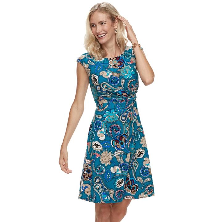 Women's Dana Buchman Twist Knot Fit & Flare Dress, Size: Medium, Dark Blue