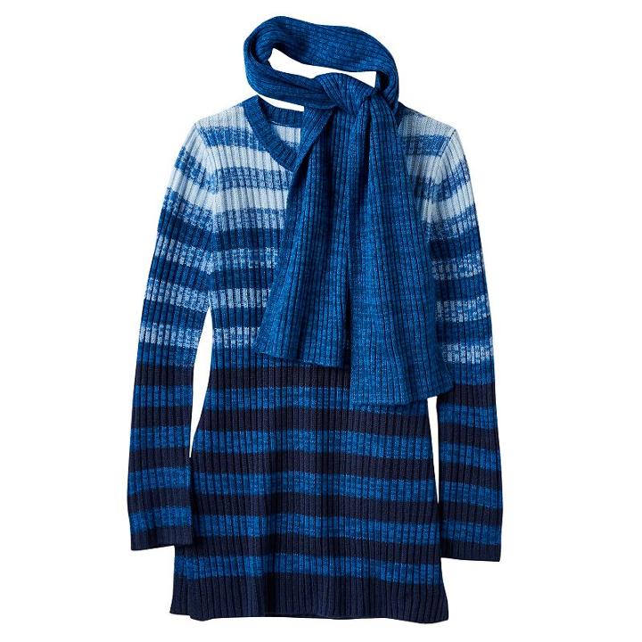 Girls 7-16 It's Our Time Marled Ombre Sweater Tunic With Scarf, Girl's, Size: Large, Blue Other