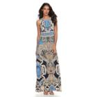 Women's Suite 7 Pleated Scroll Maxi Dress, Size: 4, Blue Other