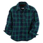 Boys 4-8 Carter's Buffalo Check Flannel Button Down Shirt, Size: 7, Green Navy