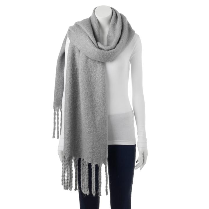 Sonoma Goods For Life&trade; Solid Braided Fringe Oblong Scarf, Women's, Grey