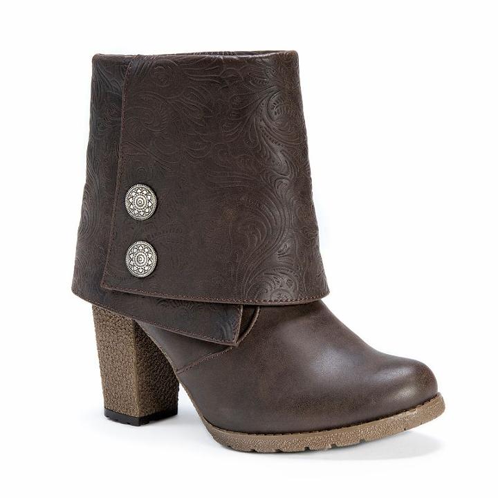 Muk Luks Chris Women's Foldover Ankle Boots, Girl's, Size: 10, Dark Brown