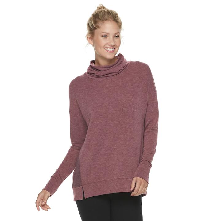 Women's Tek Gear&reg; Forward Seam Turtle Neck Top, Size: Xs, Dark Red