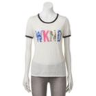 Juniors' Wknd Graphic Ringer Tee, Girl's, Size: Small, White Oth