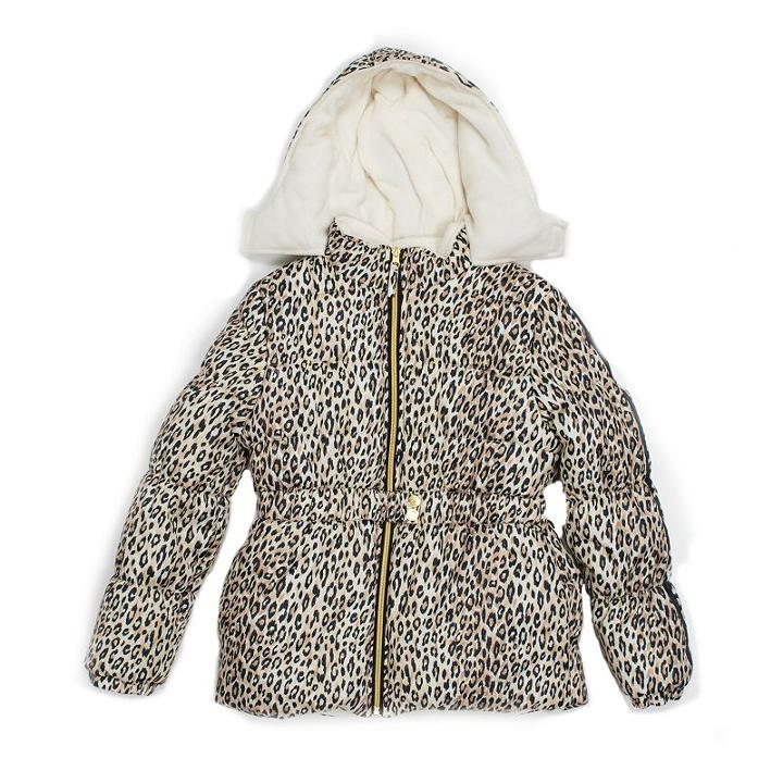 Girls 4-6x Pink Platinum Cheetah Print Heavyweight Puffer Jacket, Girl's, Size: 4, Lt Beige