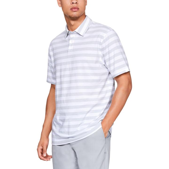 Men's Under Armour Charged Cotton Striped Polo, Size: Xxl, White