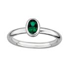 Stacks And Stones Sterling Silver Lab-created Emerald Stack Ring, Women's, Size: 7, Green