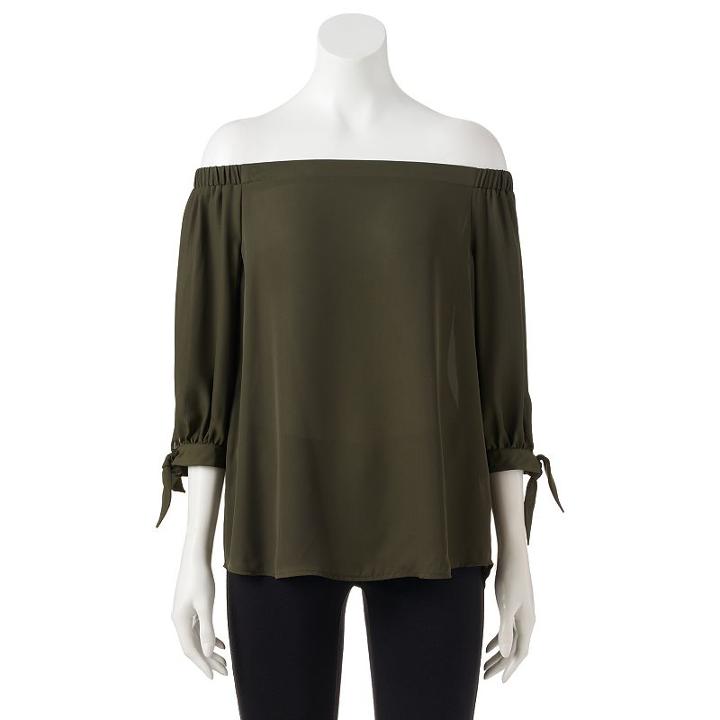 Juniors' My Michelle Off The Shoulder Woven Top, Girl's, Size: Small, Dark Green