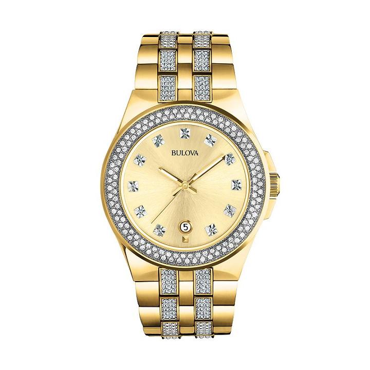 Bulova Men's Crystal Stainless Steel Watch - 98b174, Multicolor