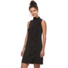Women's Suite 7 Ruffle Mockneck Shift Dress, Size: 4, Black