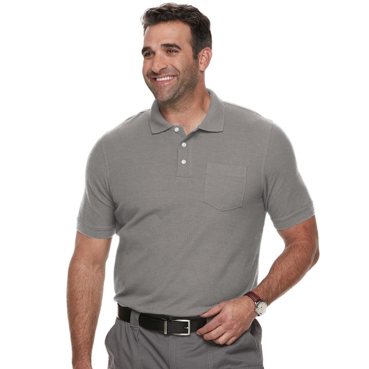 Big & Tall Croft & Barrow&reg; Classic-fit Easy-care Pique Performance Pocket Polo, Men's, Size: L Tall, Med Grey