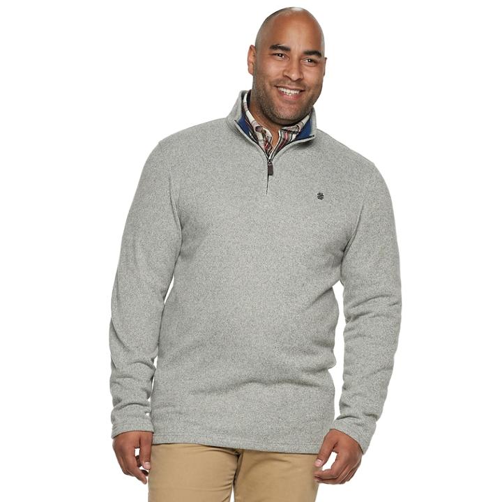 Big & Tall Izod Quarter-zip Fleece, Men's, Size: 3xl Tall, Light Grey