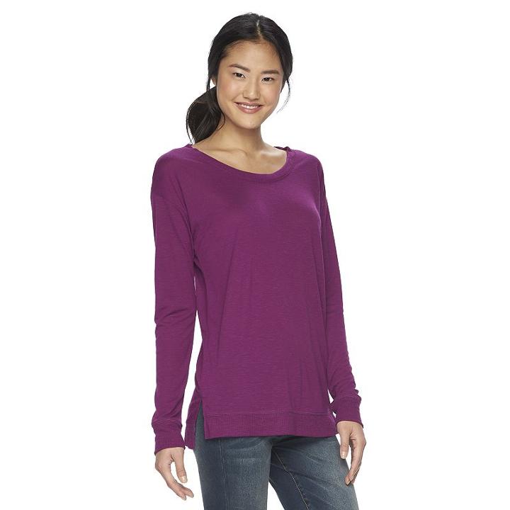 Juniors' So&reg; Long-sleeve Tunic Tee, Girl's, Size: Medium, Purple