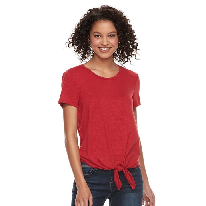 Juniors' So&reg; Tie Front Tee, Teens, Size: Xl, Med Red