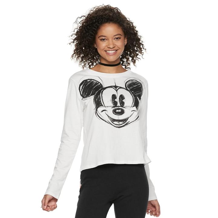 Disney's Mickey Mouse 90th Anniversary Juniors' Sketch Tee, Teens, Size: Small, White