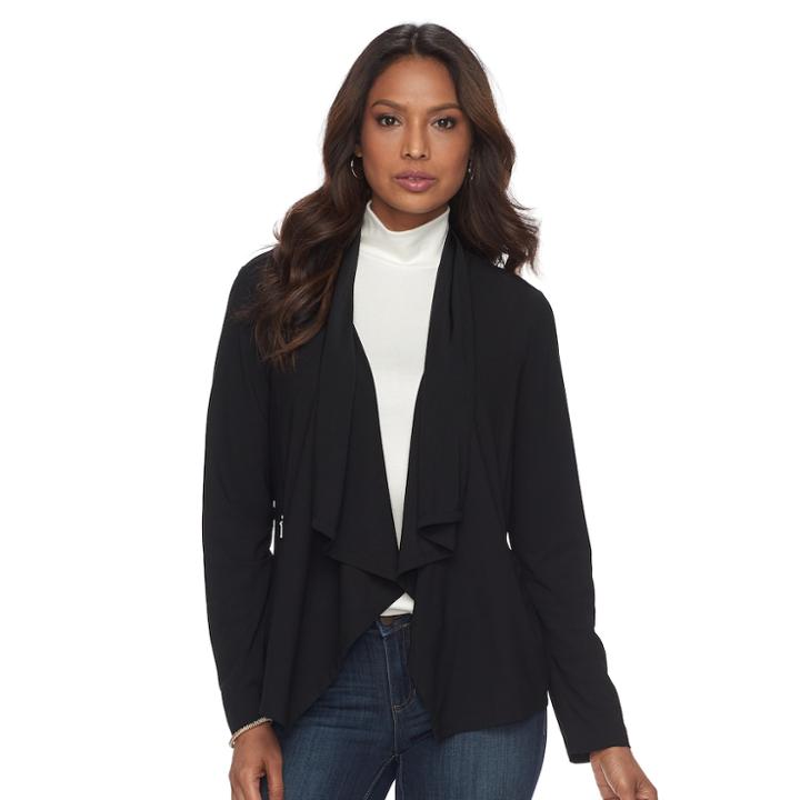 Women's Dana Buchman Cascade Open-front Blazer, Size: Xl, Black
