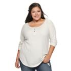 Juniors' Plus Size So&reg; Thermal Henley Top, Teens, Size: 1xl, Light Grey