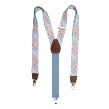 Men's Wembley Pastel Plaid Suspenders, Light Blue