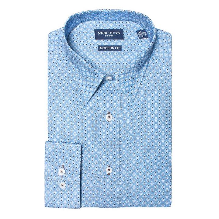 Men's Nick Dunn Modern-fit Dress Shirt, Size: M-32/33, Blue (navy)