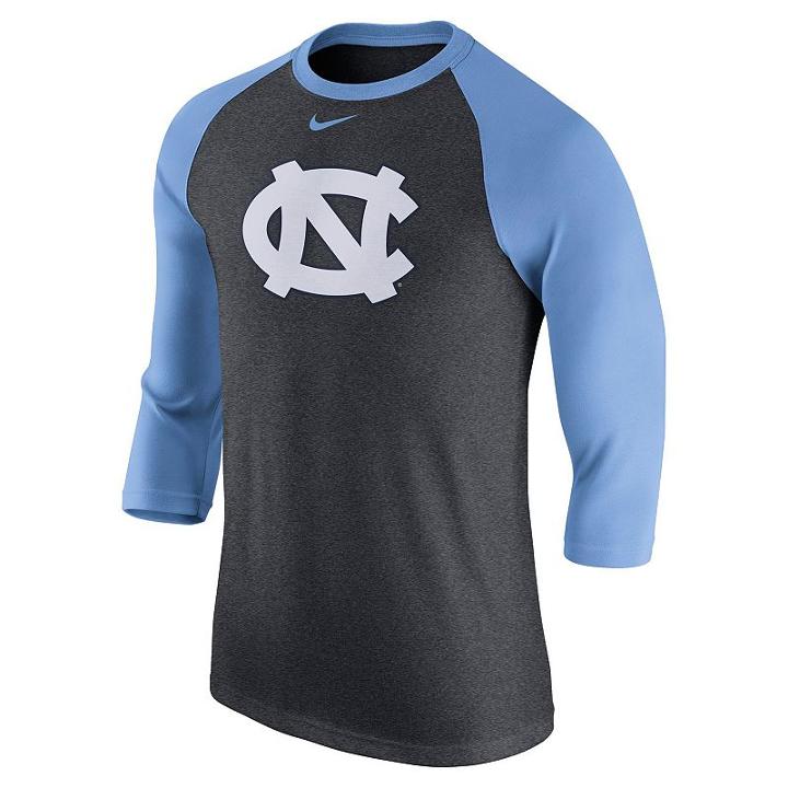 Men's Nike North Carolina Tar Heels Tri-blend Raglan Tee, Size: Large, Grey