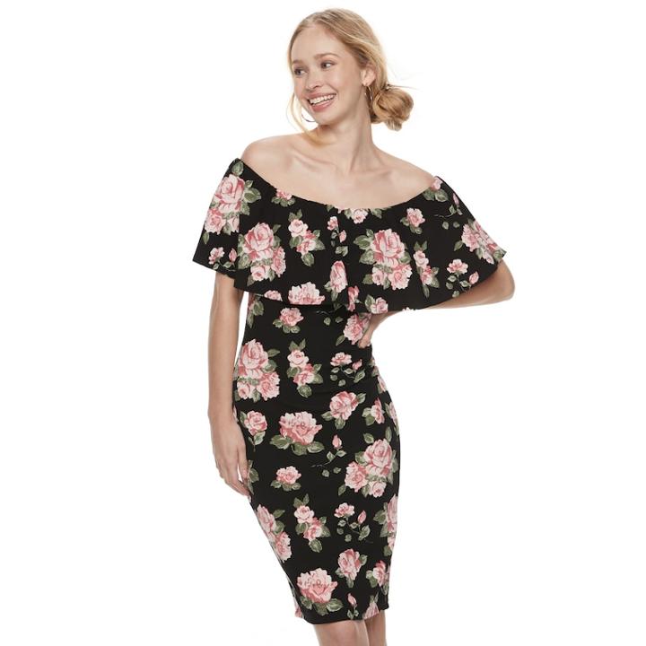 Juniors' Almost Famous Off-the-shoulder Shift Dress, Teens, Size: Medium, Drk Purple