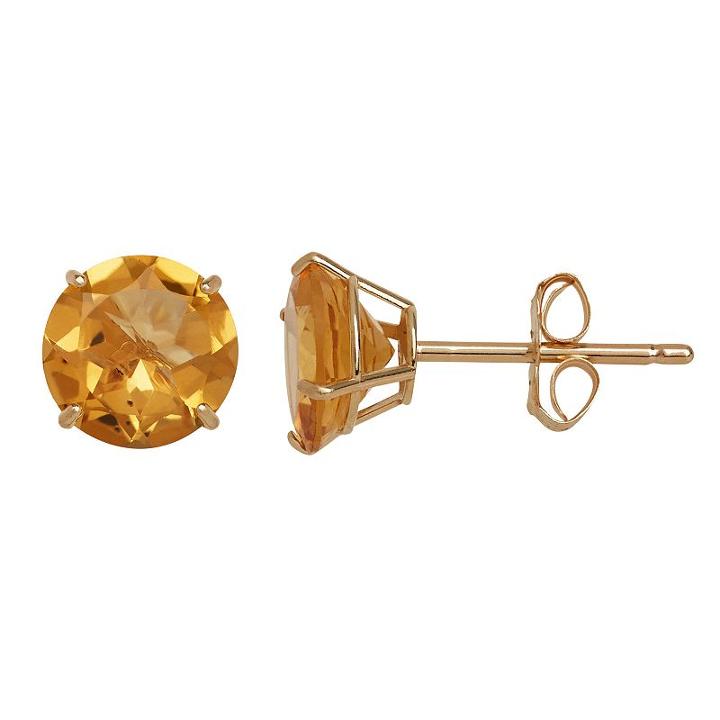 Everlasting Gold Citrine 10k Gold Stud Earrings, Women's, Orange
