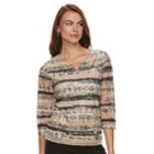 Women's Napa Valley Embellished Print Top, Size: Large, Lt Beige