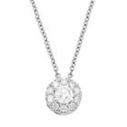 1/4 Carat T.w. Igi Certified Diamond 14k White Gold Halo Pendant Necklace, Women's, Size: 18