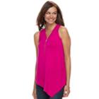 Women's Apt. 9&reg; Asymmetrical Zipper Accent Tank, Size: Small, Dark Pink