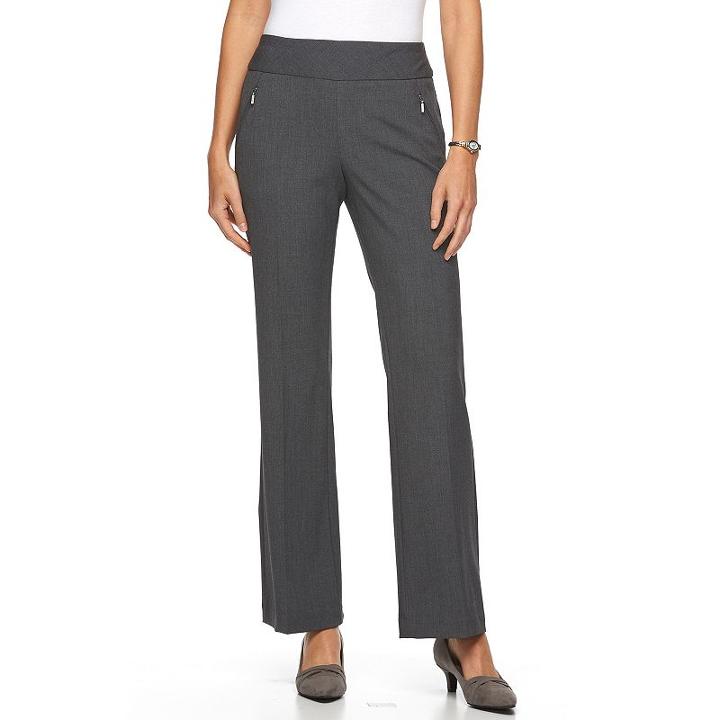 Women's Briggs Straight-leg Pull-on Dress Pants, Size: 10, Grey Other