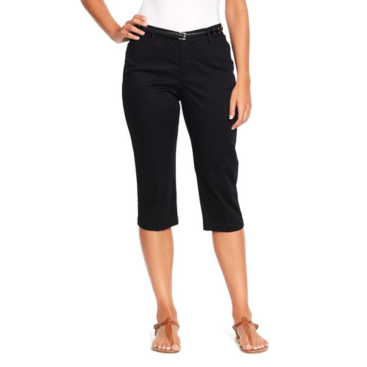 Women's Gloria Vanderbilt Anita Twill Belted Capris, Size: 8, Black