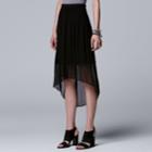 Women's Simply Vera Vera Wang Chiffon Overlay High-low Hem Skirt, Size: Xl, Black