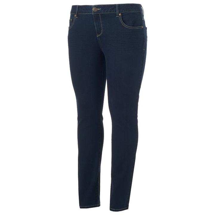 Juniors' Plus Size So&reg; Low Rise Skinny Jeans, Teens, Size: 16 W, Dark Blue