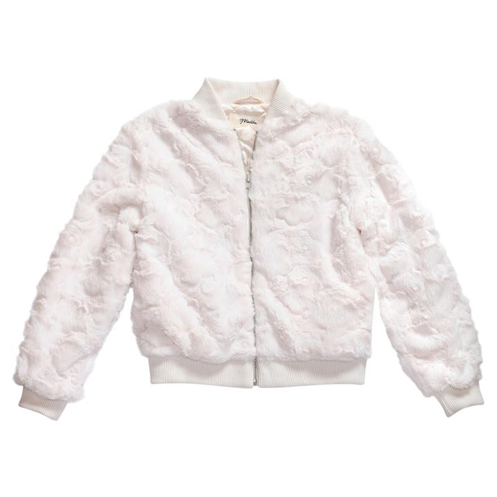Girls 7-16 Maddie Fuzzy Bomber Jacket, Size: Medium, White