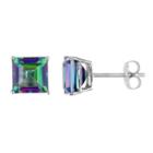 Exotic Green Topaz 10k White Gold Stud Earrings, Women's