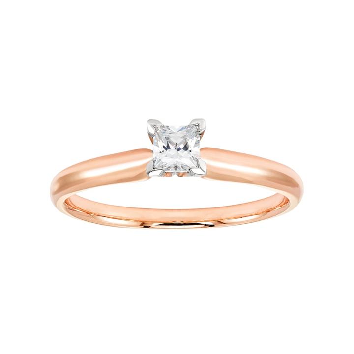 14k Rose Gold 1/4 Carat T.w. Igl Certified Diamond Solitaire Engagement Ring, Women's, Size: 8.50, White